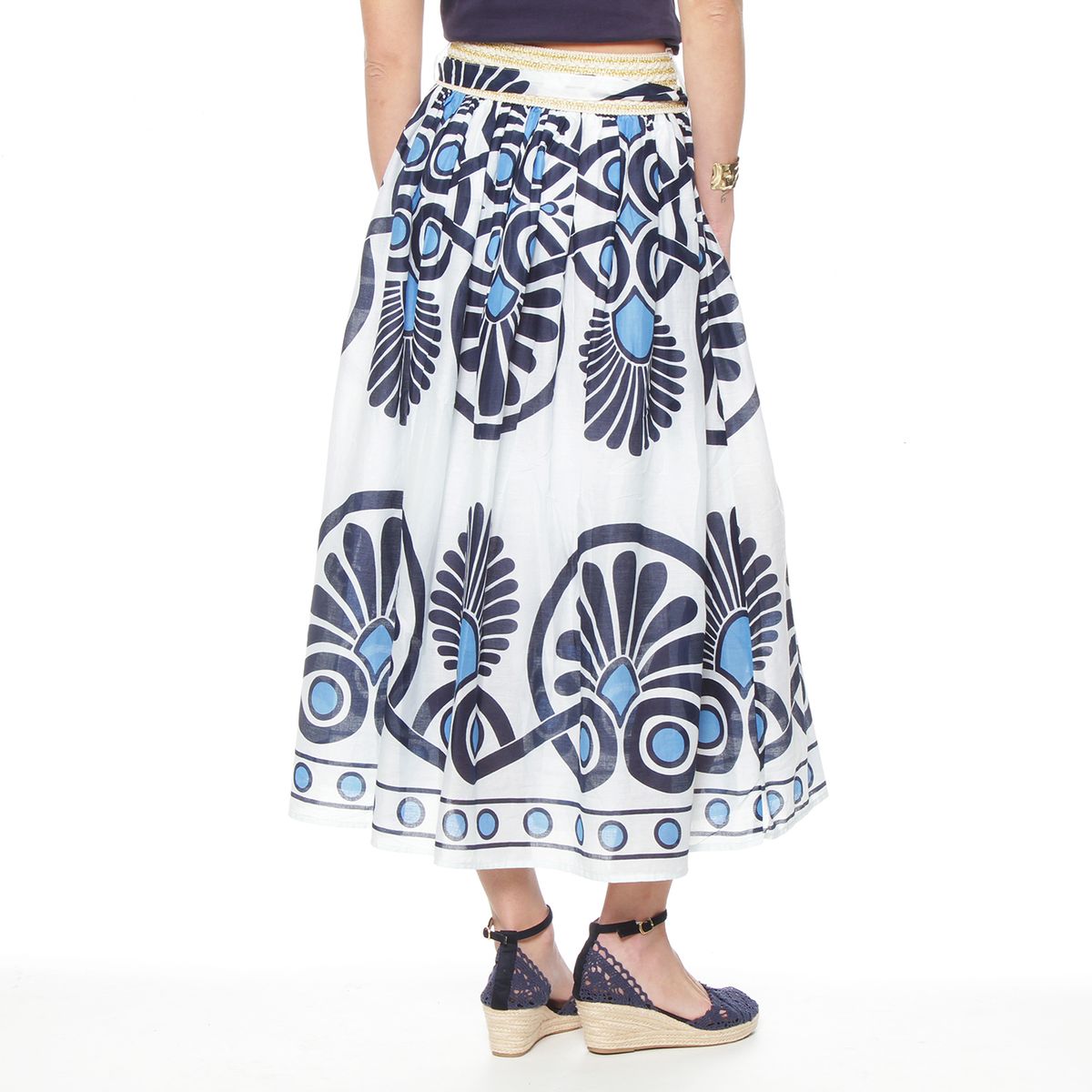 WADOS - FALDA  LARGA ESTAMPADA CON LAZO EN CINTURA