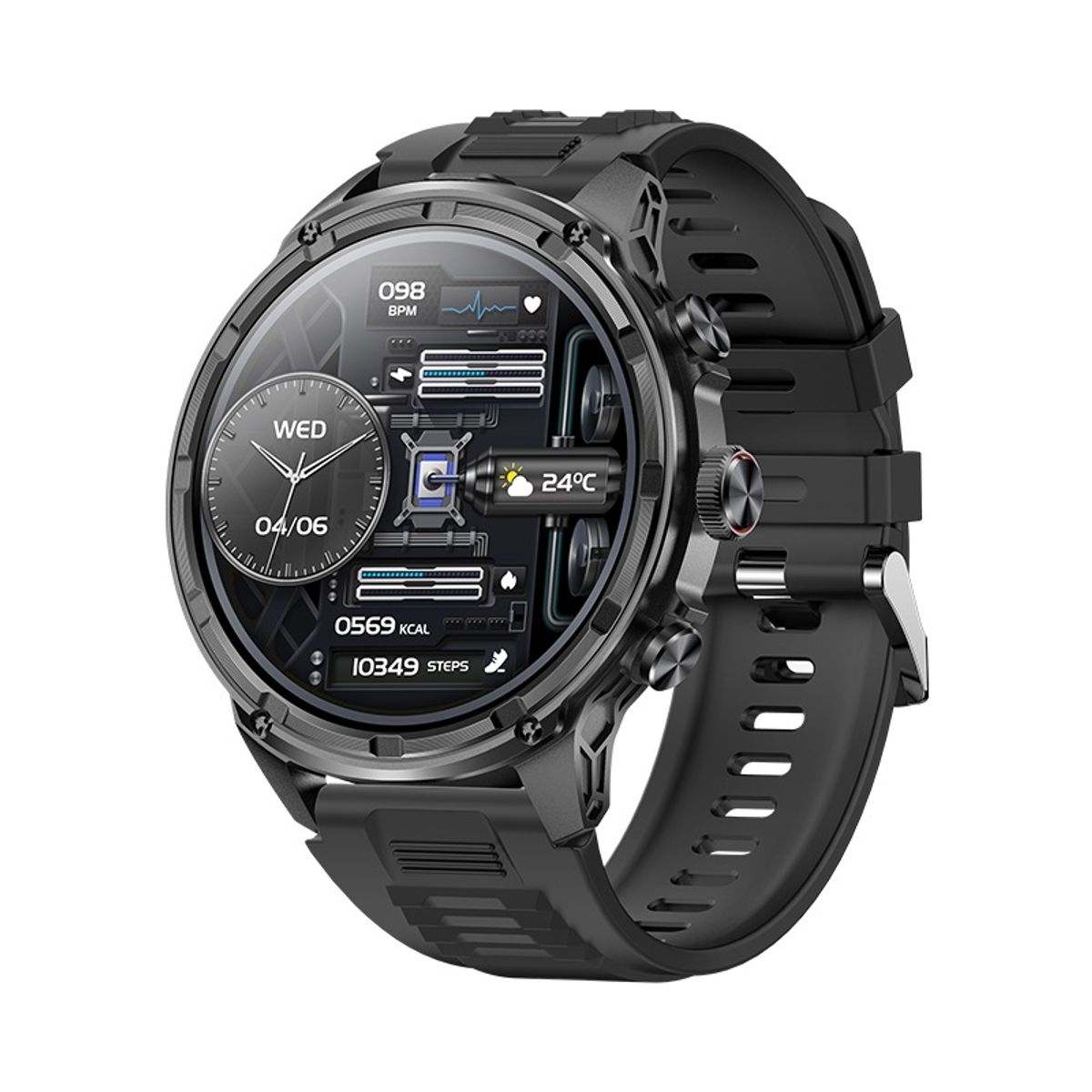 STARTECHOFFICE - Reloj Inteligente V99 Batería 710mAh Llamadas Bluetooth Monitor Salud Deporte Compatible IOS Android