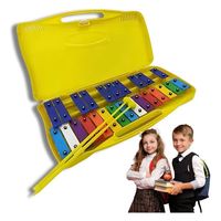 Metalófono Cromático Xilófono 25 Notas Con Maleta, Amarillo, AllinX