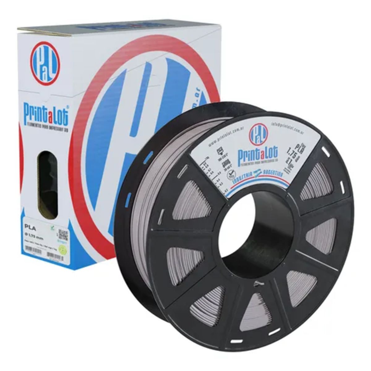GENERICO - Filamento 3D PLA Printalot 175 mm 1 kg Gris Claro