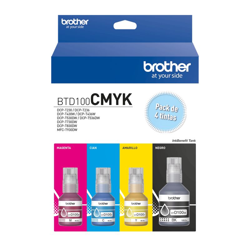 BROTHER - Brother Pack 4 Botellas BTD100CMYK Ultra Rendimiento