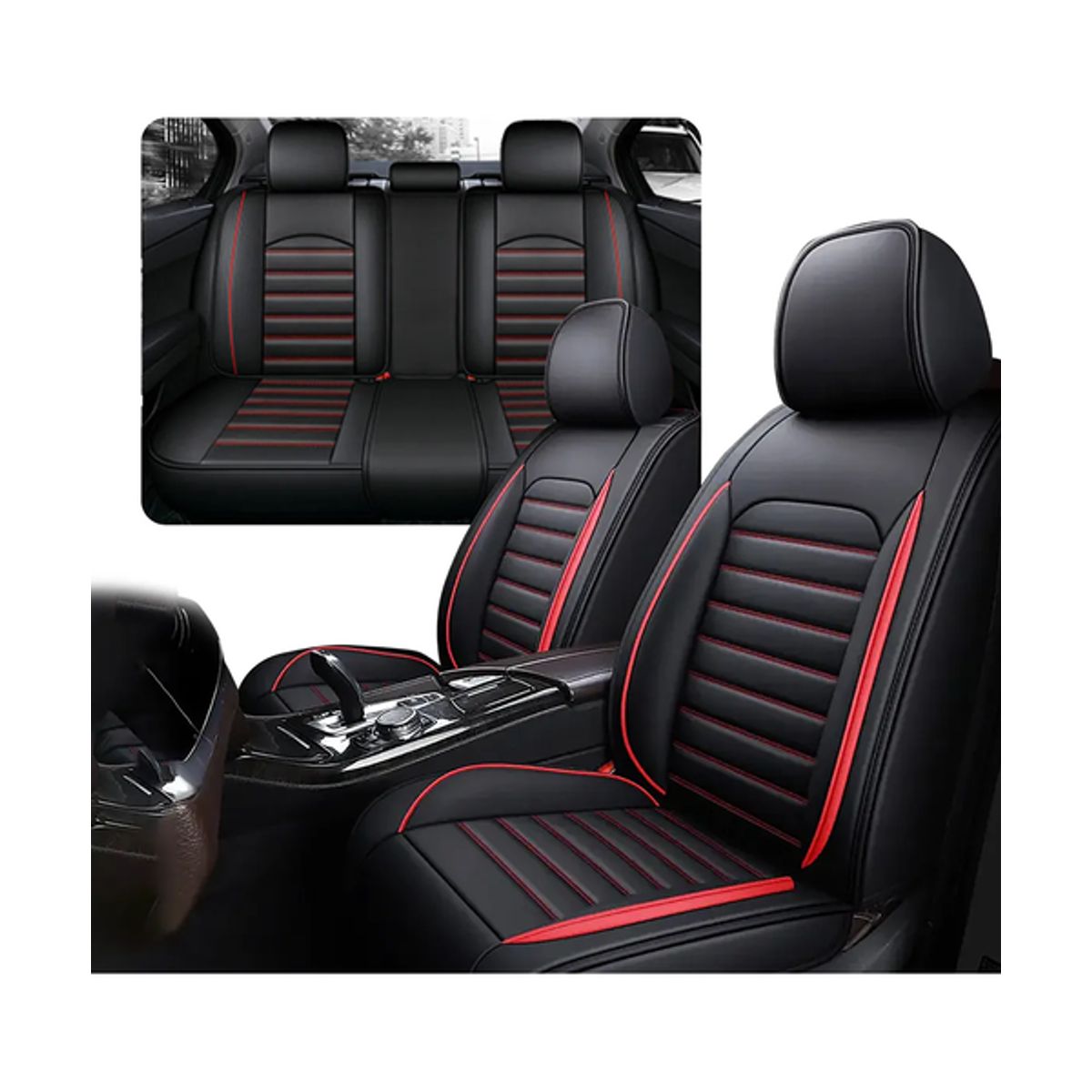 GENERICO - Funda Cubre Asiento Ecocuero Galanta Set 5 Asientos Luxury