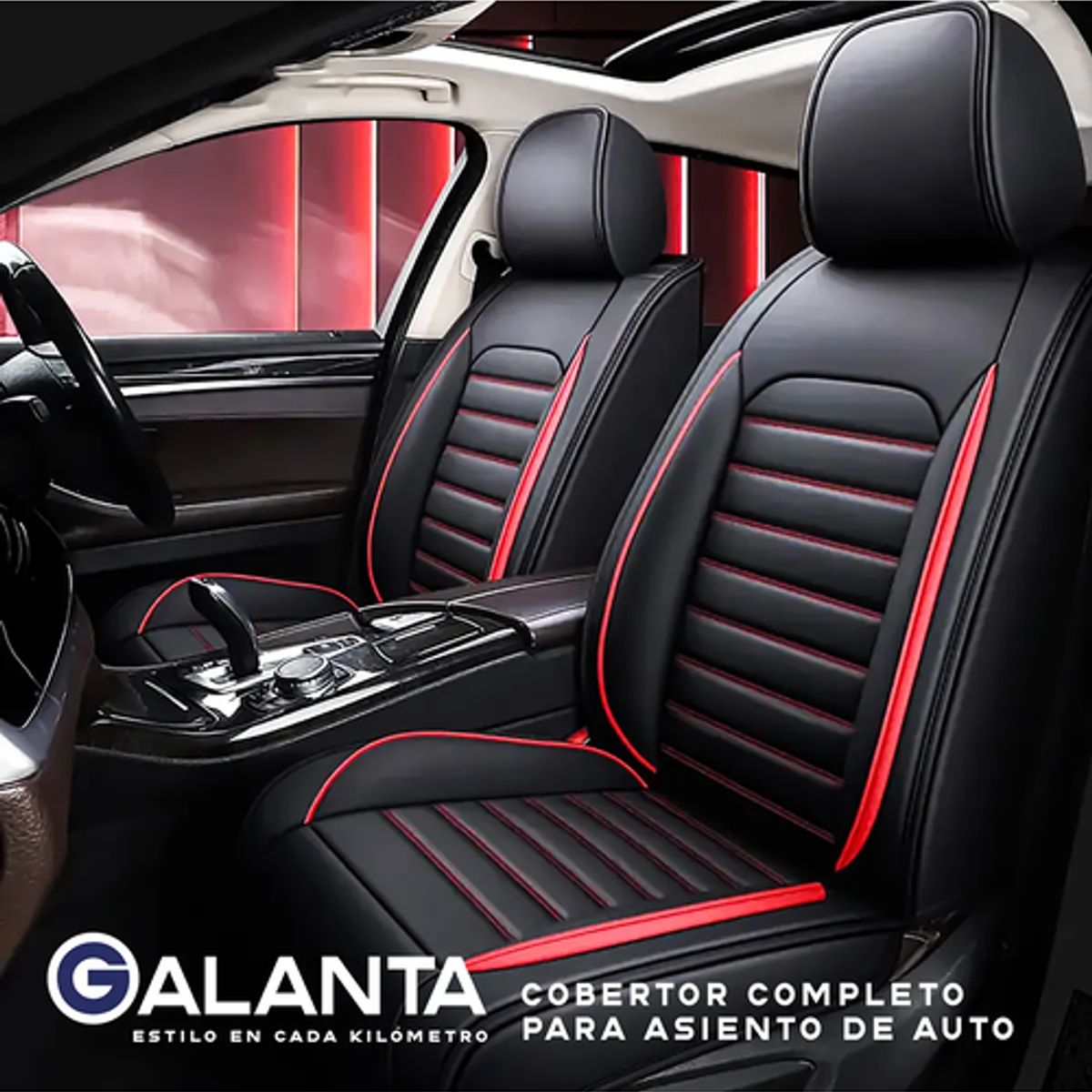 GENERICO - Funda Cubre Asiento Ecocuero Galanta Set 5 Asientos Luxury