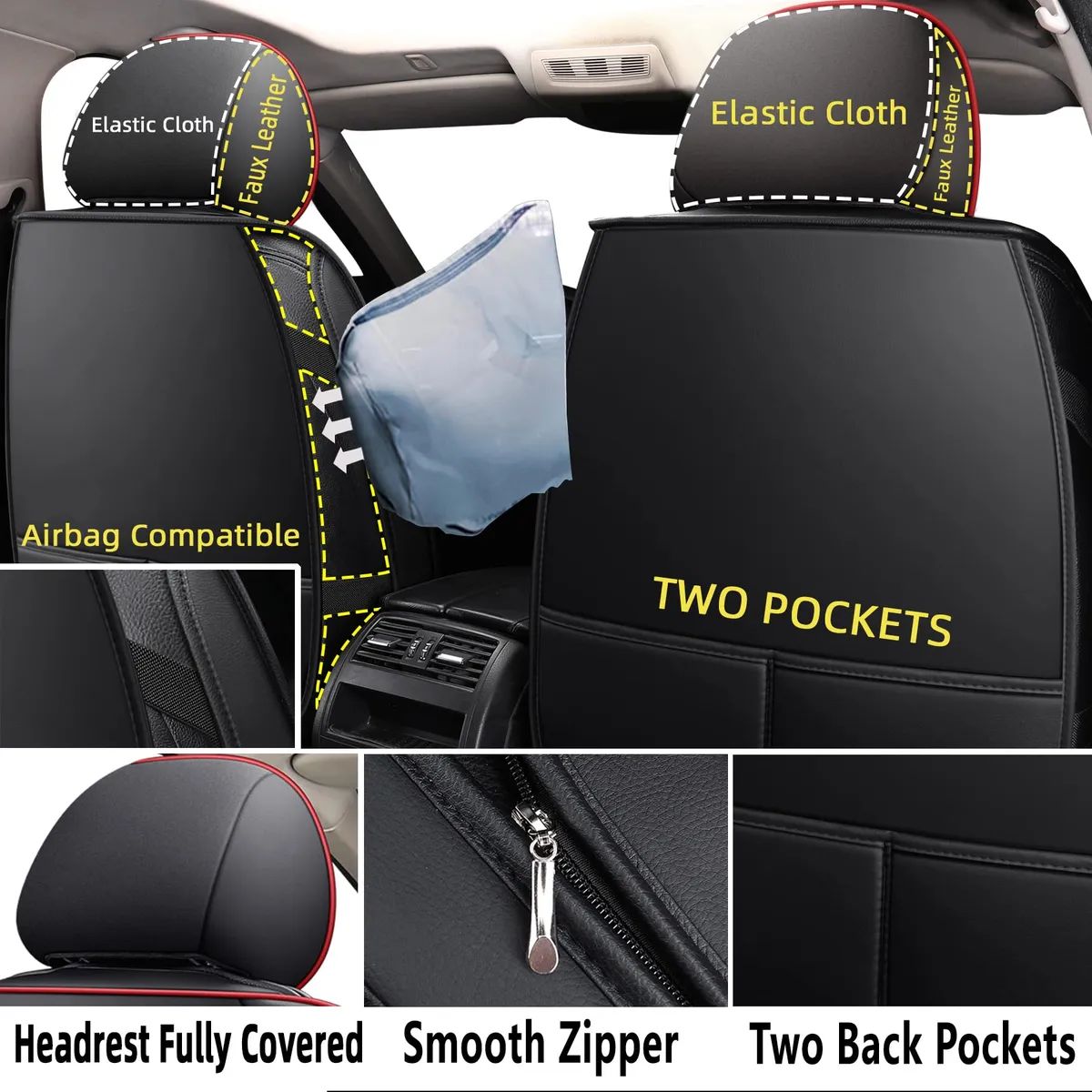 Funda Cubre Asiento Ecocuero Set 5 Pzas Modelo General, marca GENERICO - Foto 2
