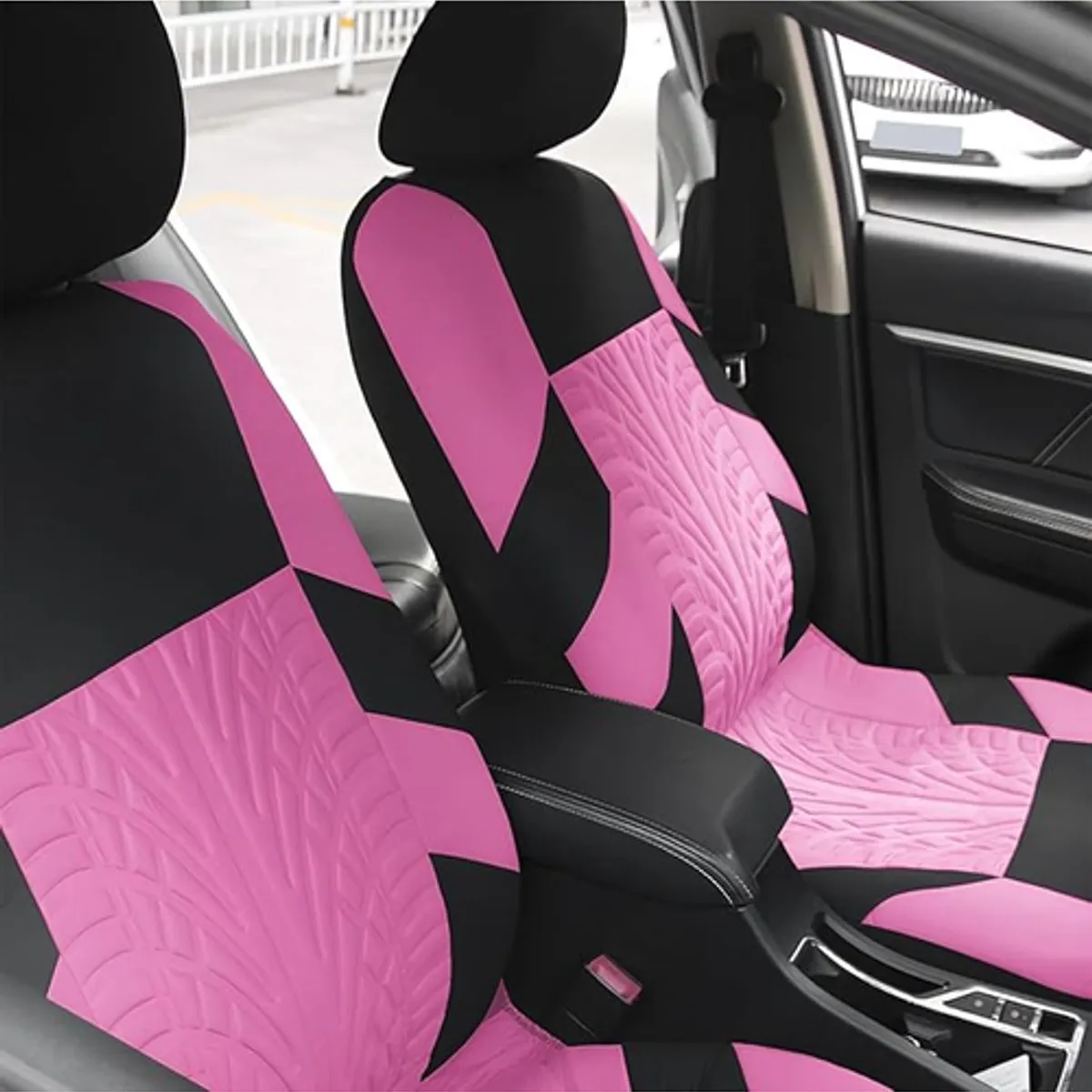 GENERICO - Funda Cubre Asiento 9 pcs Rosa Auto