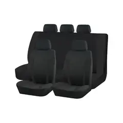 GENERICO - Set Funda Cubre Asiento 9 Piezas Tela Poliéster Negro