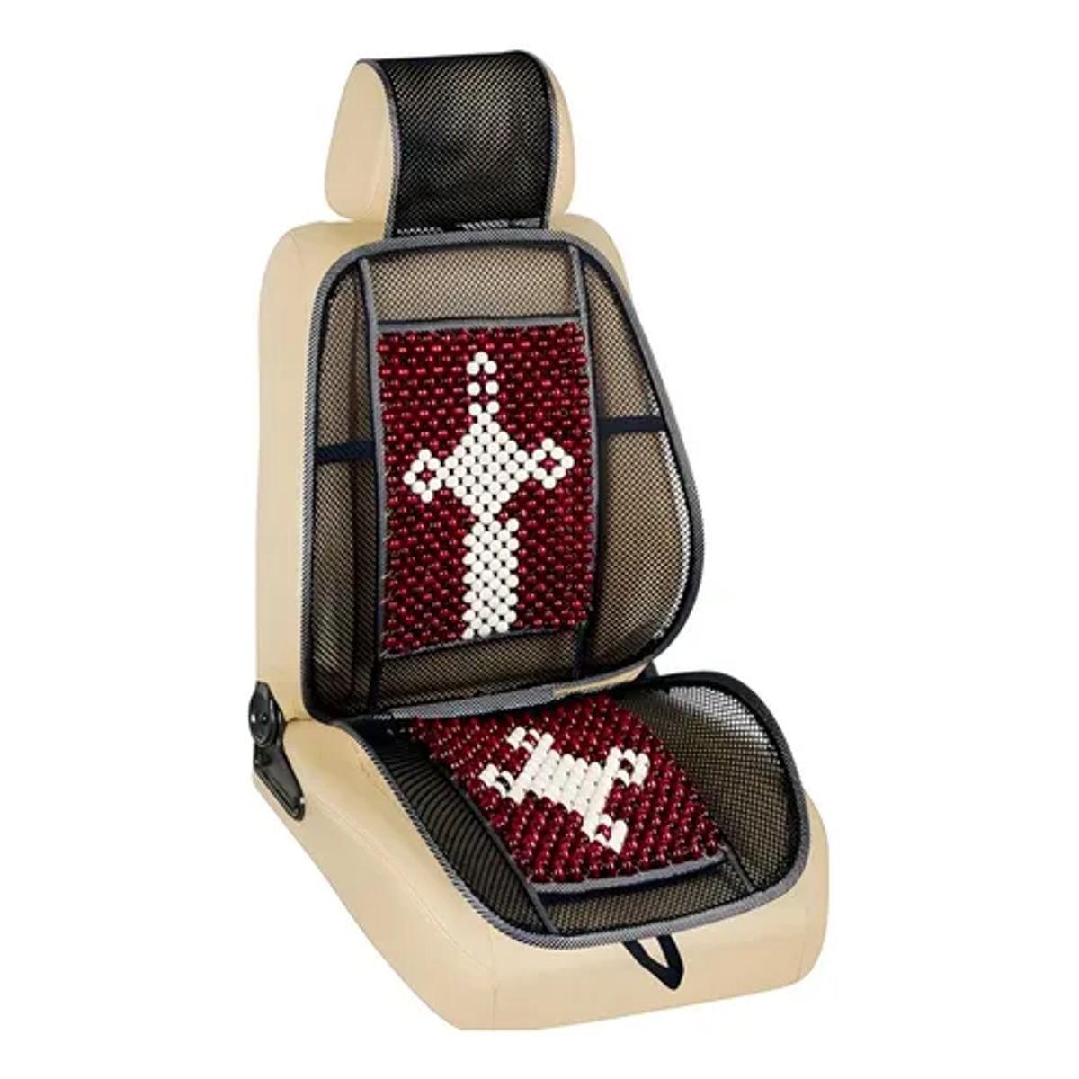 GENERICO - Respaldo Lumbar Ergonómico Bolitas Bambú Diseño Auto y Casa