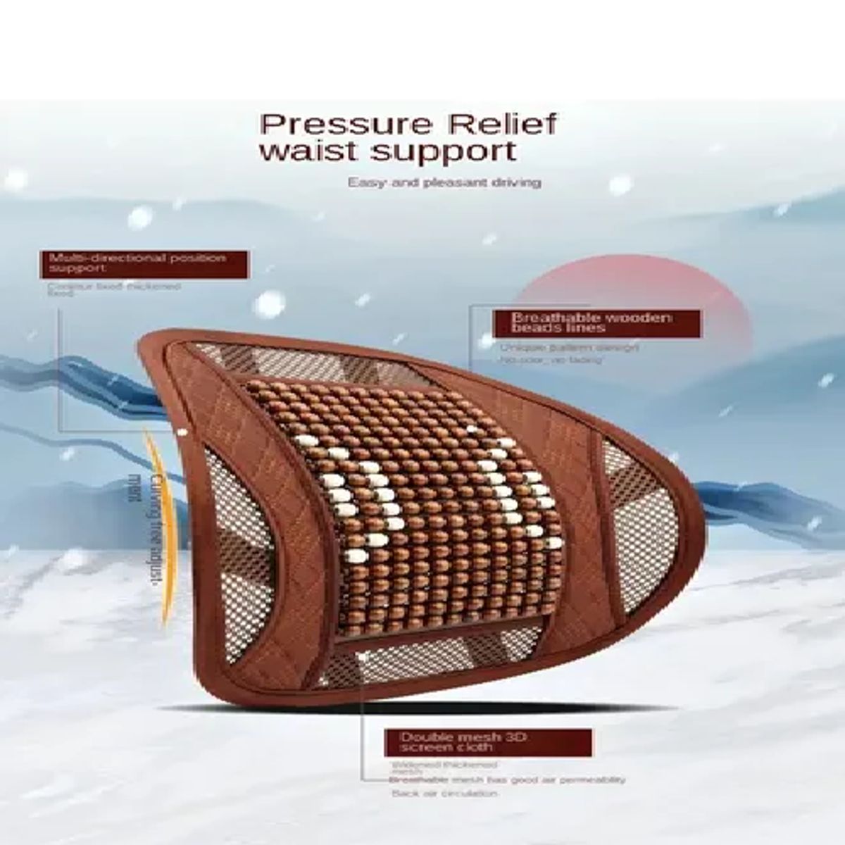 GENERICO - Cubre Respaldo Lumbar Bolas Madera Bambú Esferas Verano