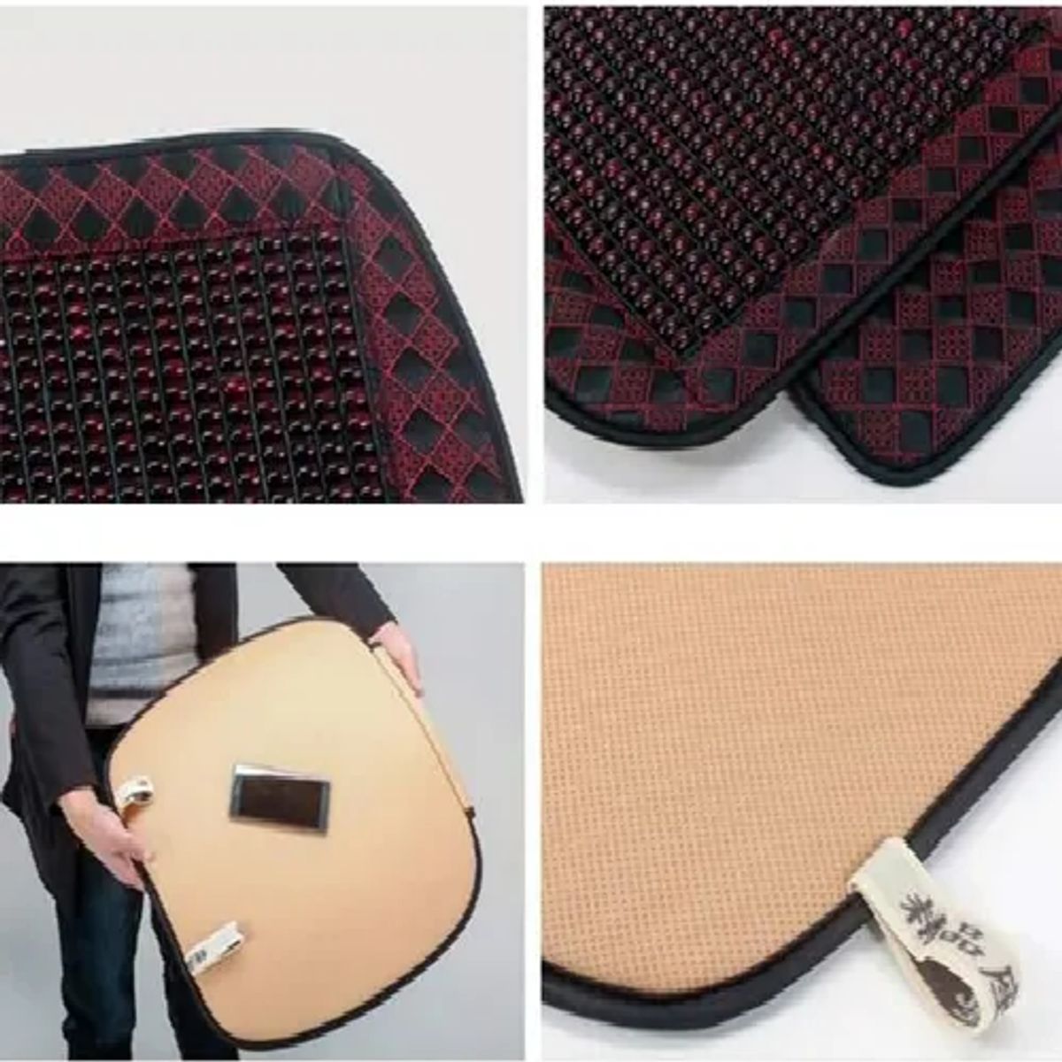 GENERICO - Cubre Asiento Bolas Madera Bambú Esferas Verano Relajación