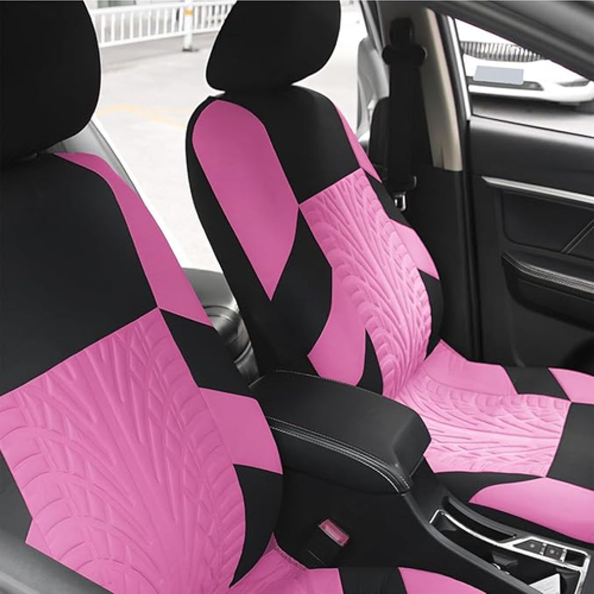 GENERICO - Funda Cubre Asiento 9 pcs Rosa Auto
