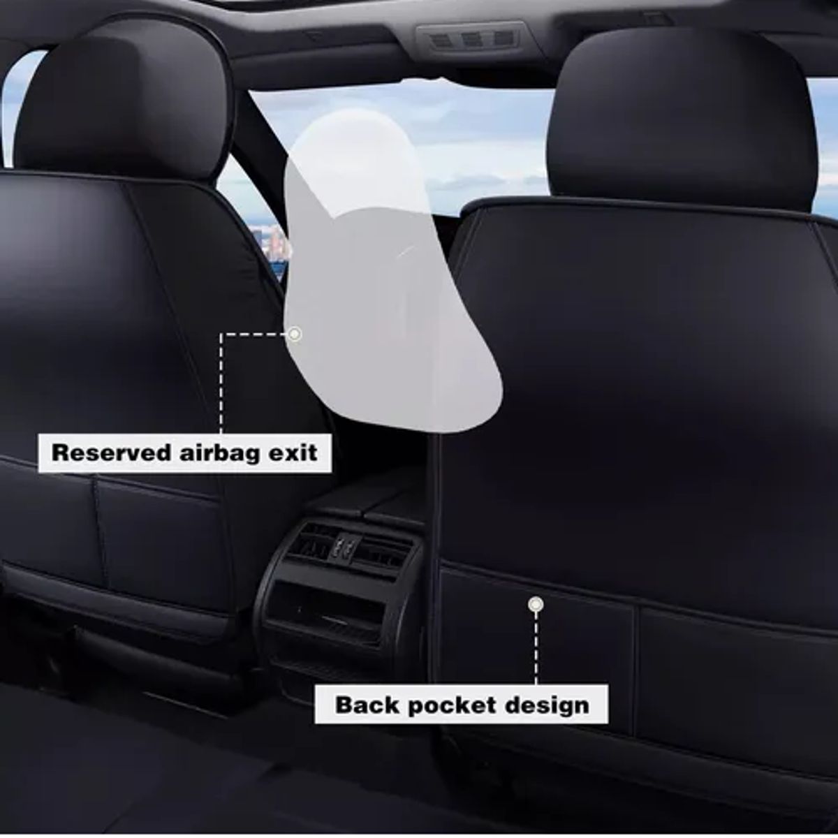 GENERICO - Funda Cubre Asiento Ecocuero Set 5 Asientos Negro