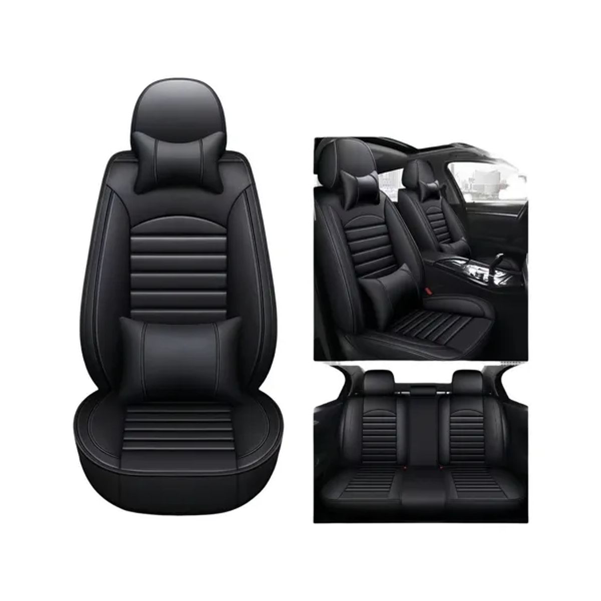 GENERICO - Set Completo Funda Cubre Asiento Eco-cuero Alta Calidad