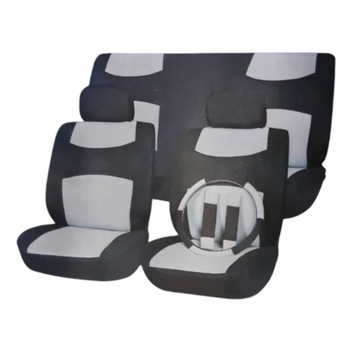 GENERICO - Kit Cubre Asiento + Cinturón + Volante 11 Piezas Tela Auto