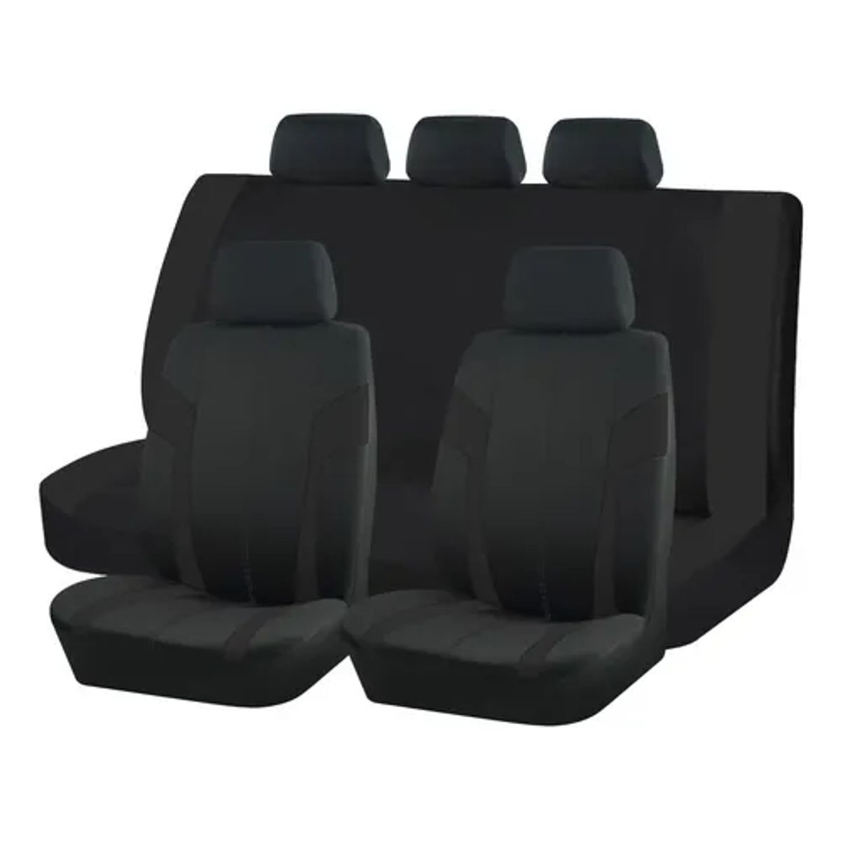 GENERICO - Set Funda Cubre Asiento 9 Piezas Tela Poliéster Negro