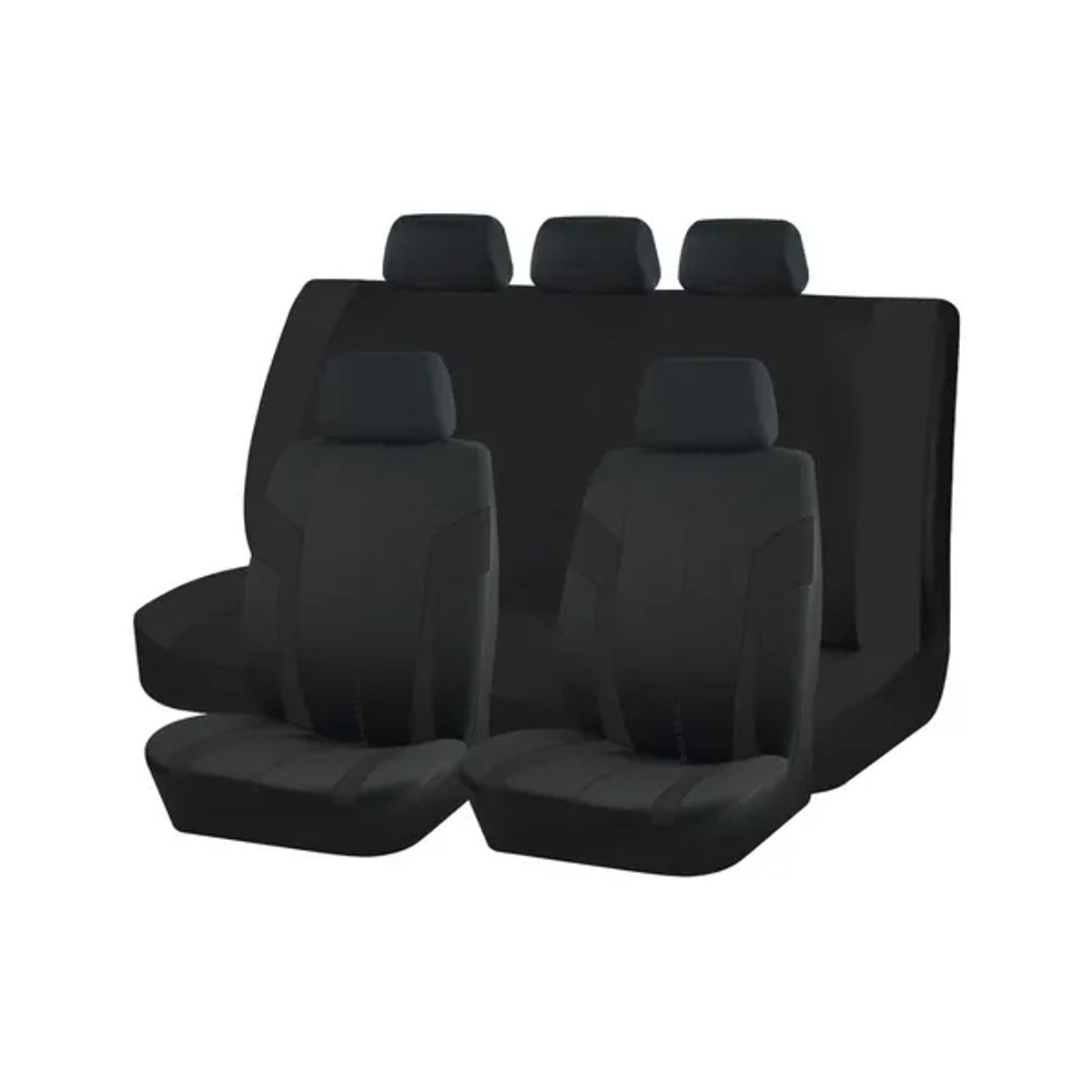 GENERICO - Set Funda Cubre Asiento 9 Piezas Tela Poliéster Negro