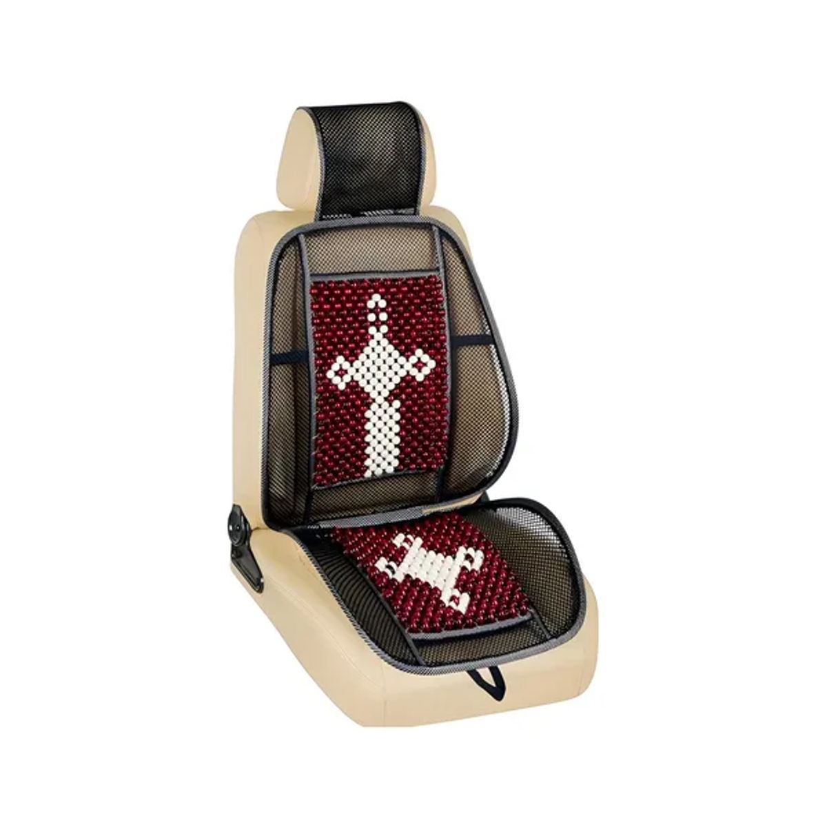 GENERICO - Respaldo Lumbar Ergonómico Bolitas Bambú Diseño Auto y Casa