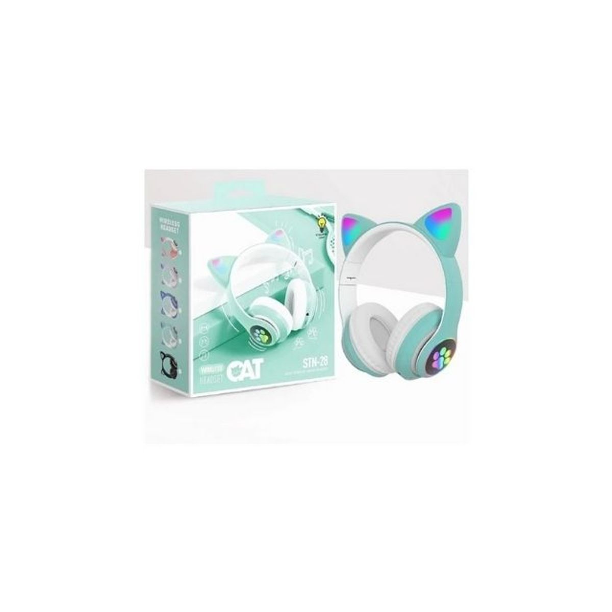GENERICO - Audífonos Inalámbricos Cat Verde Gato Luces Rgb