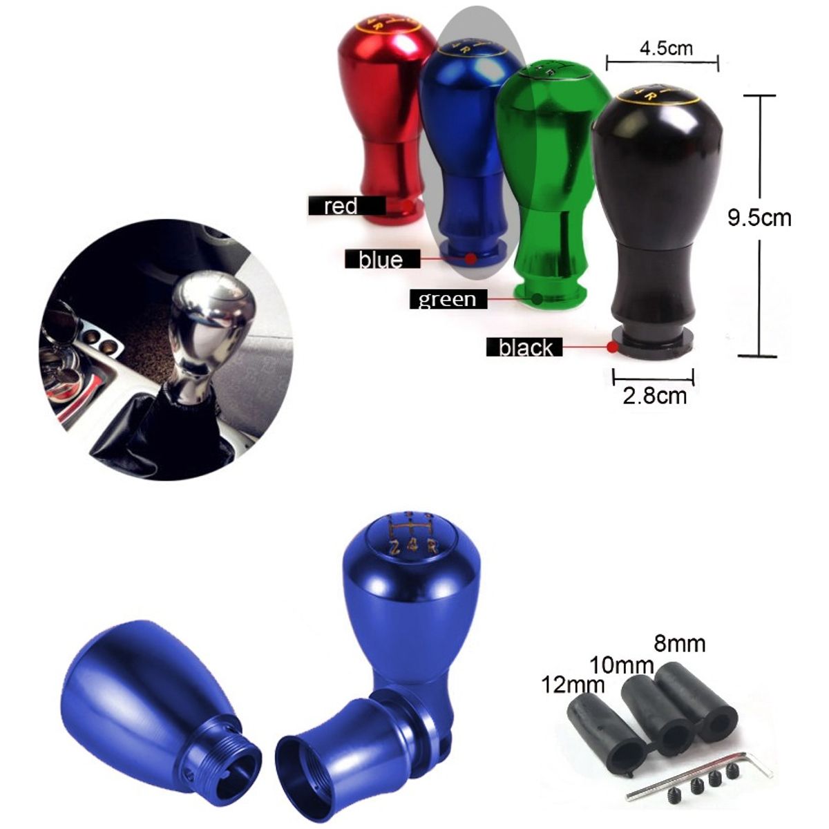 GENERICO - Pomo Manilla De Cambios Auto Universal De 5 Velocidades