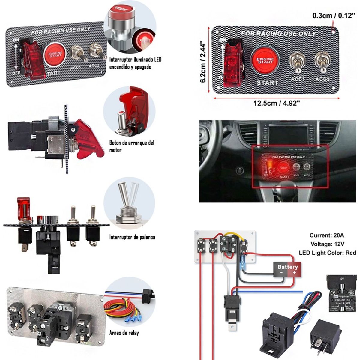 GENERICO - Botonera De Encendido Racing 2 Interruptores