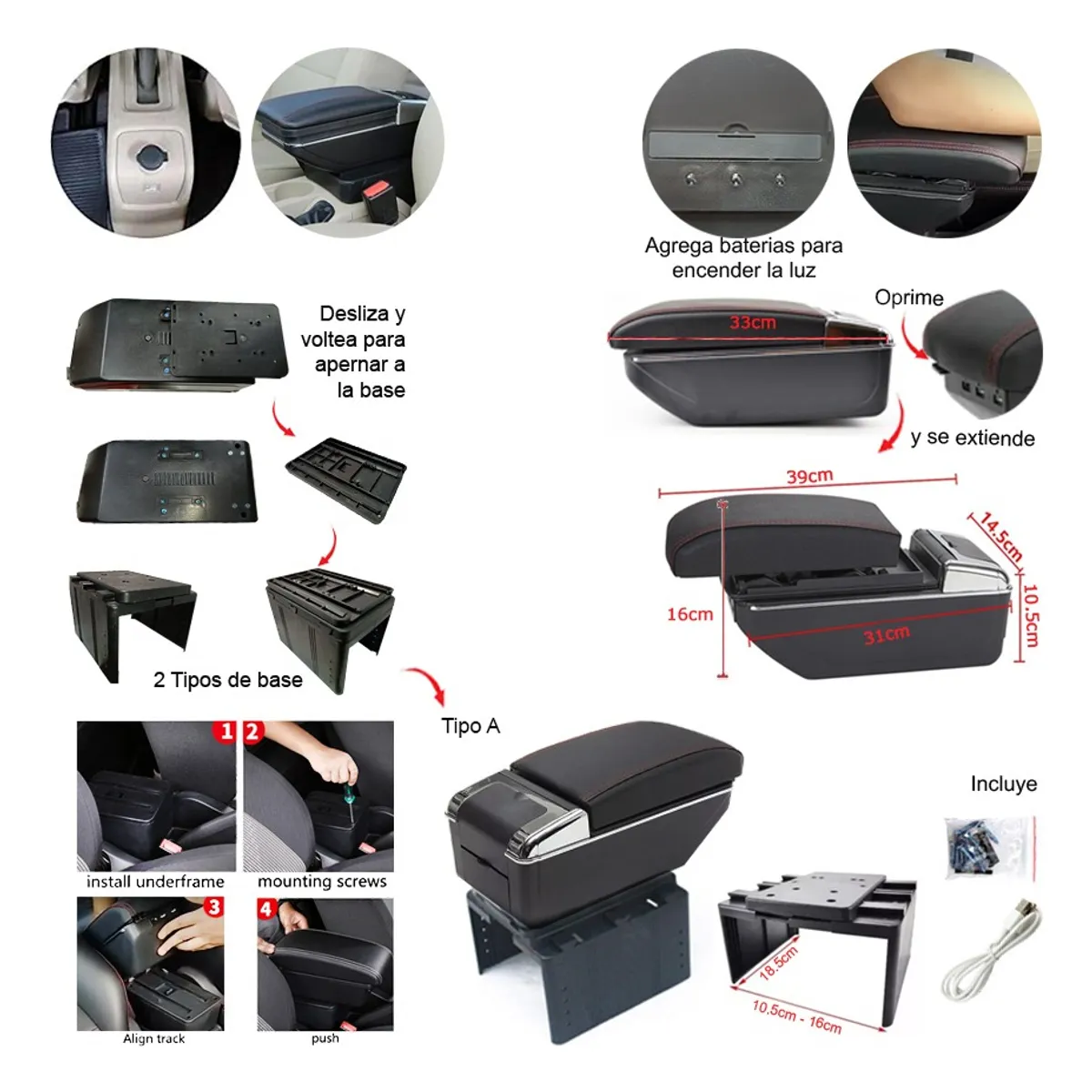 GENERICO - Apoya Brazos Auto Expandible + 7 Puertos Usb- Envio Gratis