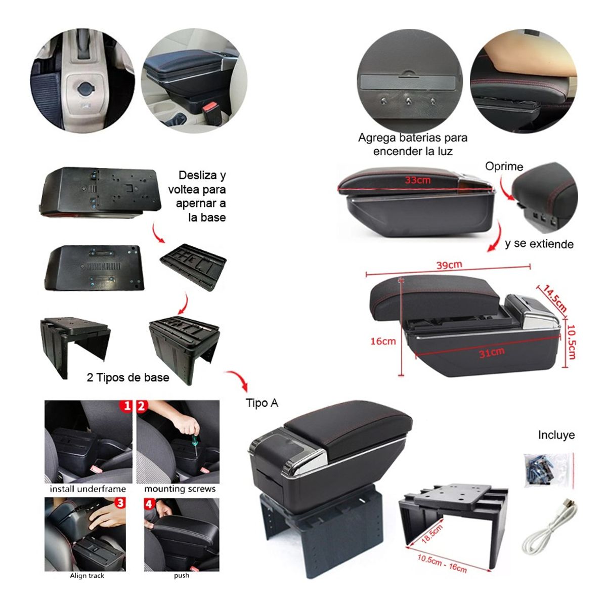 GENERICO - Apoya Brazos Auto Expandible + 7 Puertos Usb- Envio Gratis