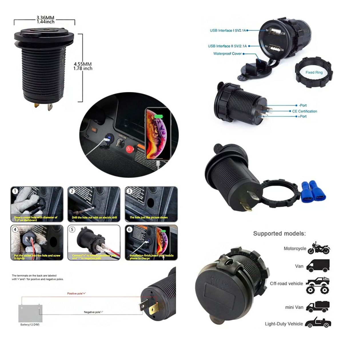 GENERICO - Adaptador Doble Usb Enchufe Con Luz 12v 1a21a