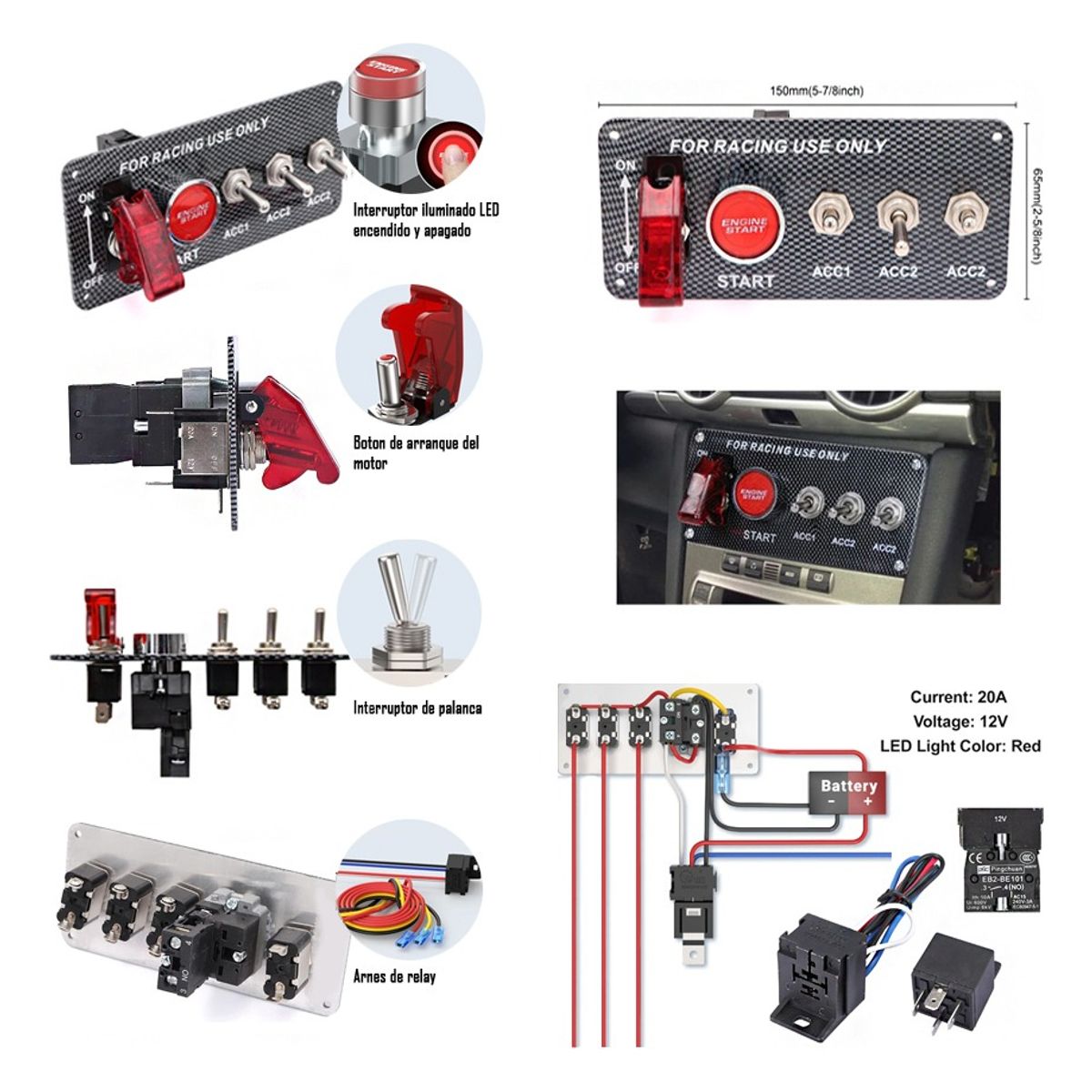 GENERICO - Botonera De Encendido Racing 3 Interruptores