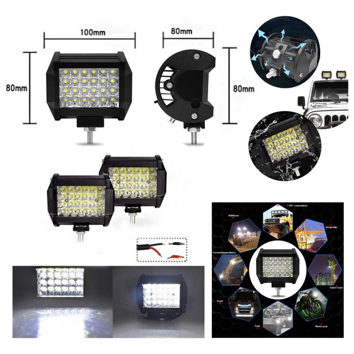 GENERICO - X2 Foco Neblinero 24 Led 72watss 8600lm
