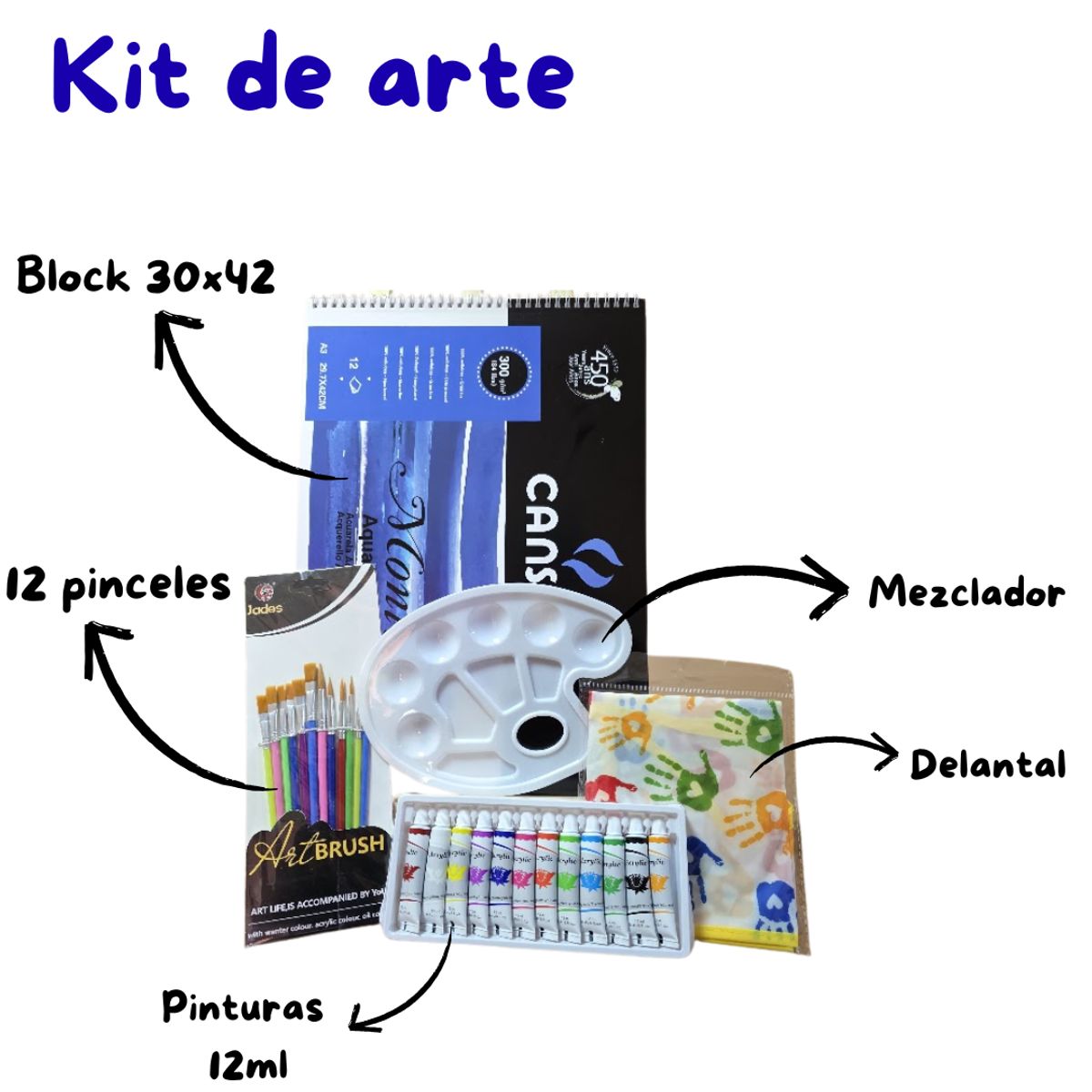 GENERICO - Kit De Pintura Arte Para Niños Para Pintar + Block 12 Hojas