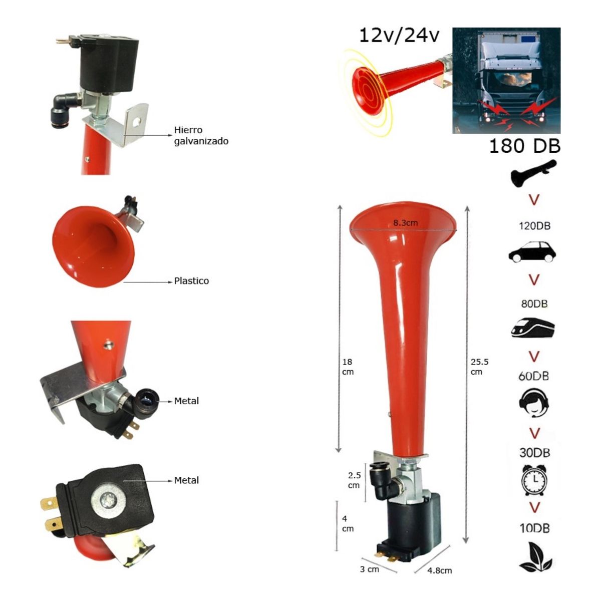 GENERICO - Bocina De Aire 12/24v - 180db  Fly Fly