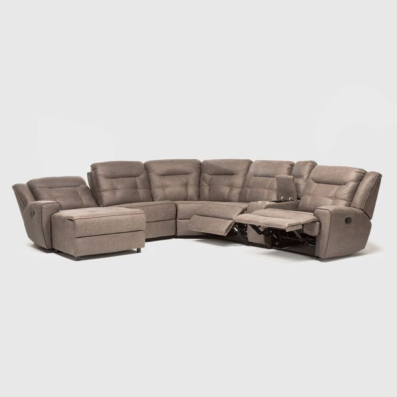 DANIELS - Sofá Seccional Izquierdo Reclinable Moderno Café Grand 6015