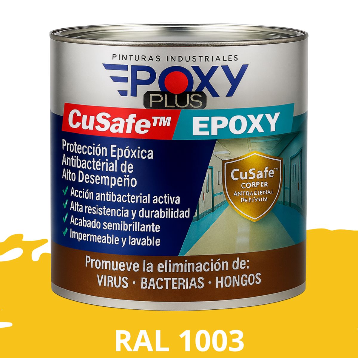 EPOXY - PINTURA PISOS ALTO TRÁFICO  CuSafe Pisos  Epóxica 1K Antibact 1L