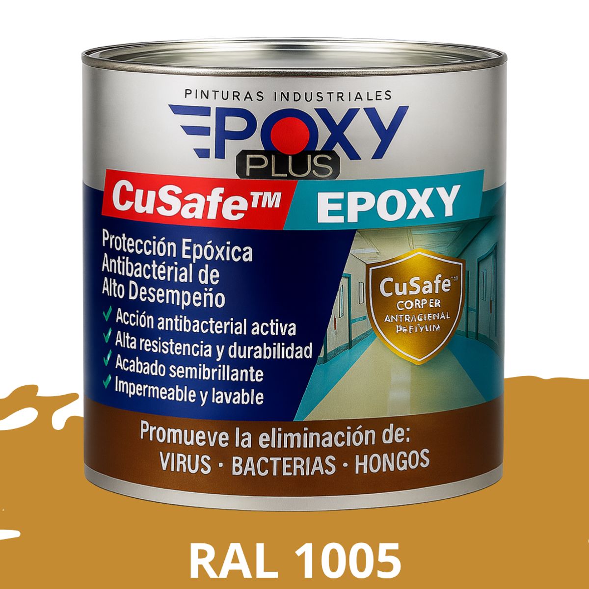 EPOXY - PINTURA PISOS ALTO TRÁFICO  CuSafe Pisos  Epóxica 1K Antibact 1L