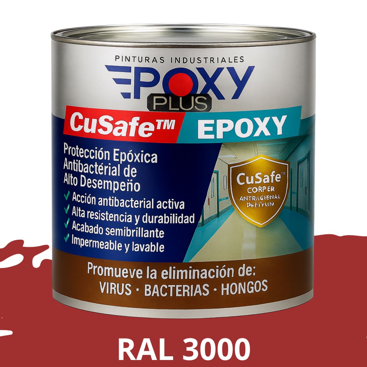 EPOXY - PINTURA PISOS ALTO TRÁFICO – CuSafe Pisos Pro – Epóxica 1K Antibact. 1L