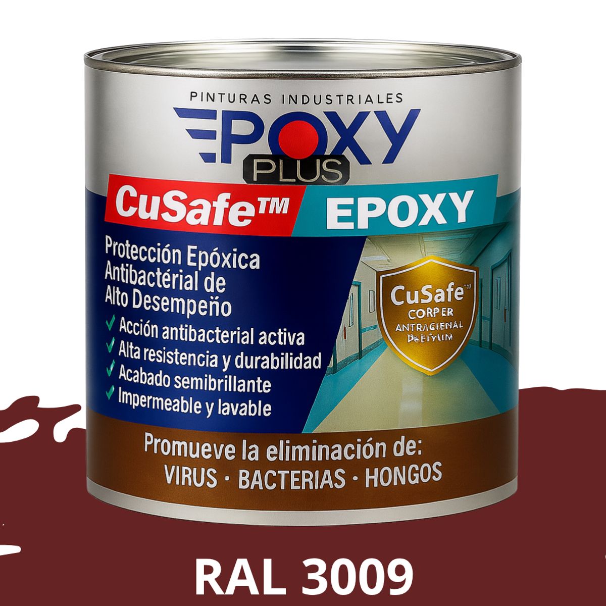 EPOXY - PINTURA PISOS ALTO TRÁFICO – CuSafe Pisos Pro – Epóxica 1K Antibact. 1L