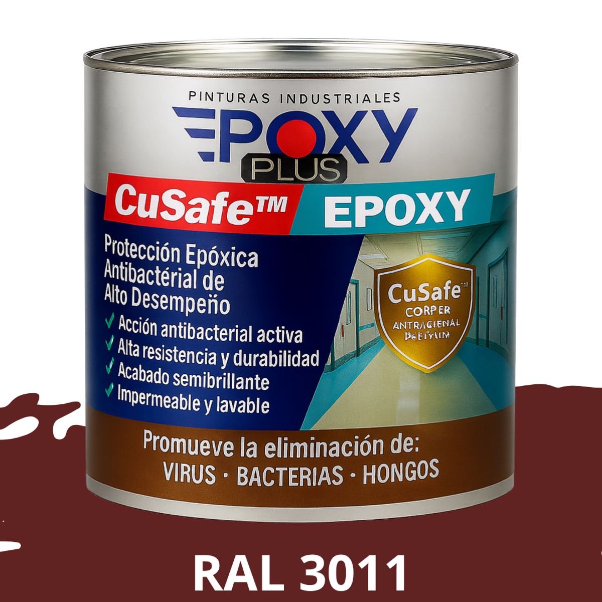 EPOXY - PINTURA PISOS ALTO TRÁFICO – CuSafe Pisos Pro – Epóxica 1K Antibact. 1L