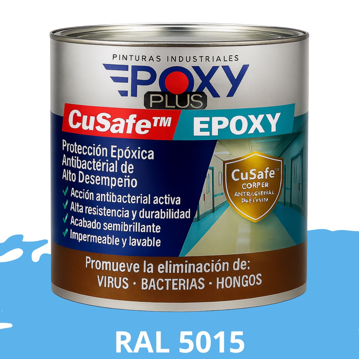 EPOXY - PINTURA PISOS ALTO TRÁFICO  CuSafe Piso Epóxica 1K Antibact 1L