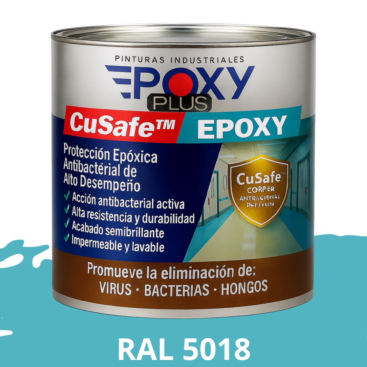 EPOXY - PINTURA PISOS ALTO TRÁFICO – CuSafe Pisos Pro – Epóxica 1K Antibact. 1L
