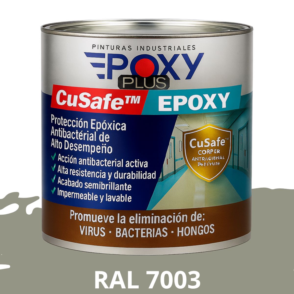 EPOXY - PINTURA PISOS ALTO TRÁFICO – CuSafe Pisos Pro – Epóxica 1K Antibact. 1L