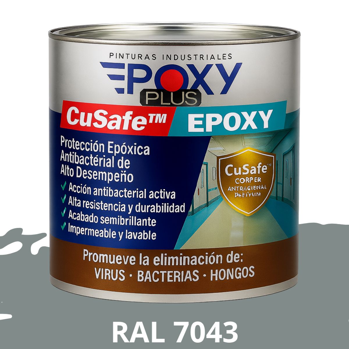 EPOXY - PINTURA PISOS ALTO TRÁFICO  CuSafe Pisos  Epóxica 1K Antibact 1L