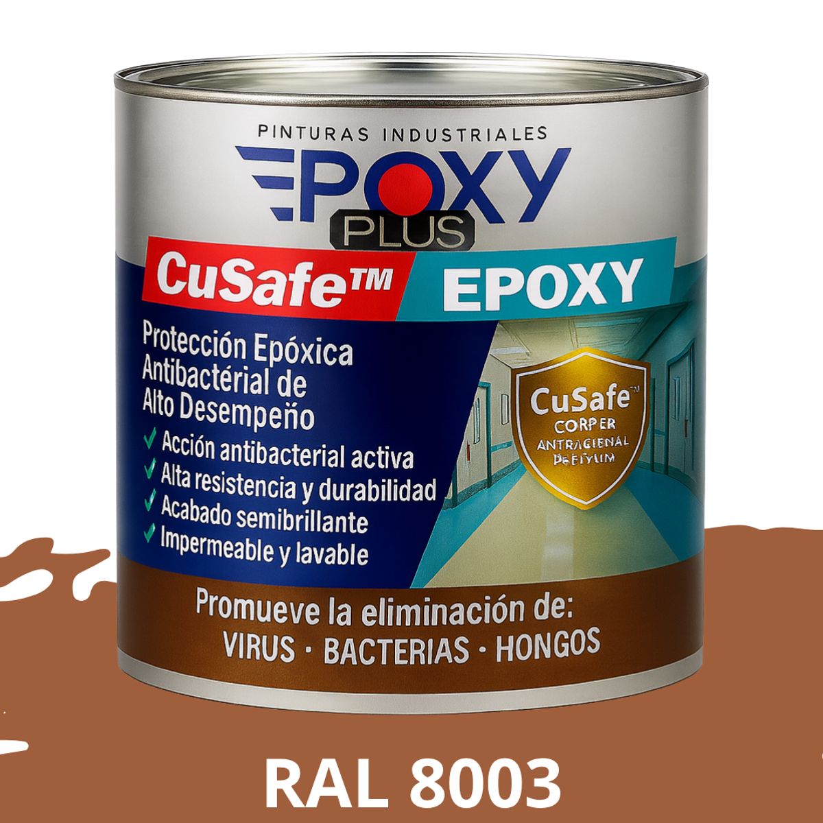 EPOXY - PINTURA PISOS ALTO TRÁFICO – CuSafe Pisos Pro – Epóxica 1K Antibact. 1L