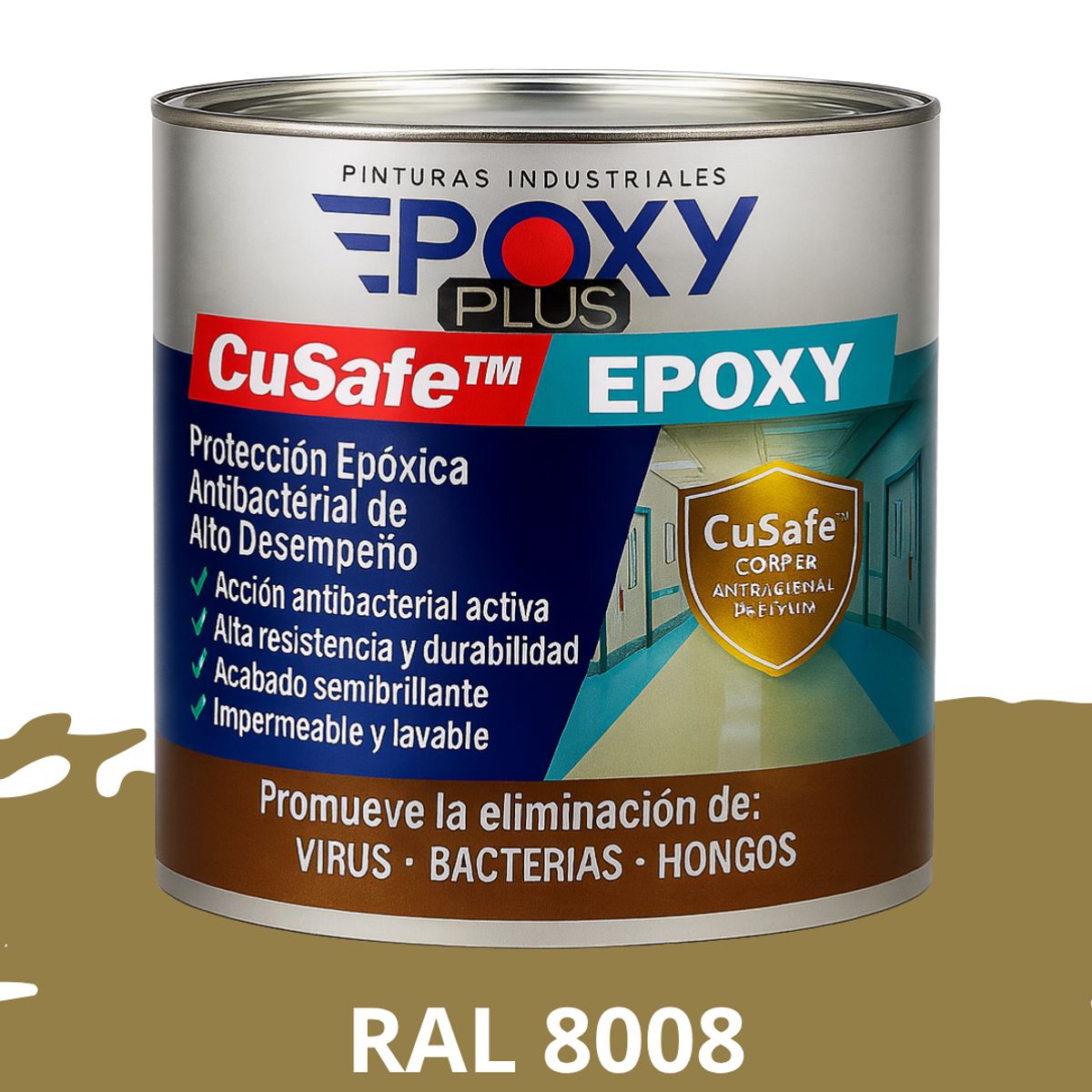 EPOXY - PINTURA PISOS ALTO TRÁFICO – CuSafe Pisos Pro – Epóxica 1K Antibact. 1L