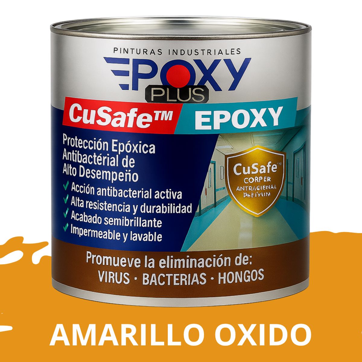 EPOXY - PINTURA PISOS ALTO TRÁFICO – CuSafe Pisos Pro – Epóxica 1K Antibact. 1L