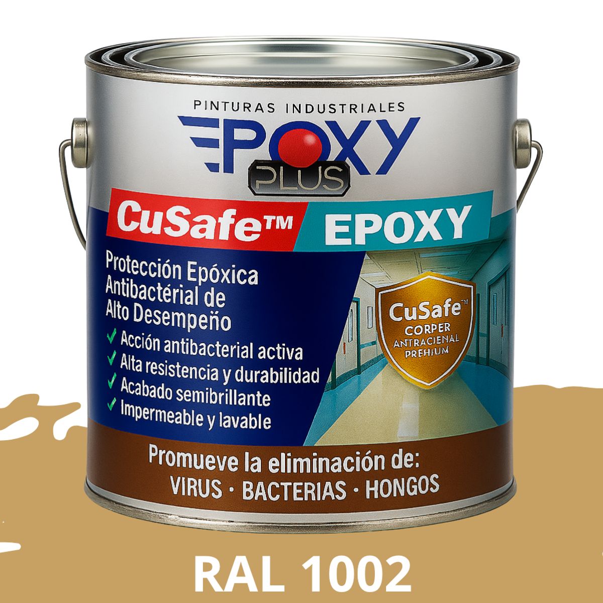 EPOXY - PINTURA PISOS ALTO TRÁFICO  CuSafe Pisos Pro  Epóxica 1K Antibact 4L