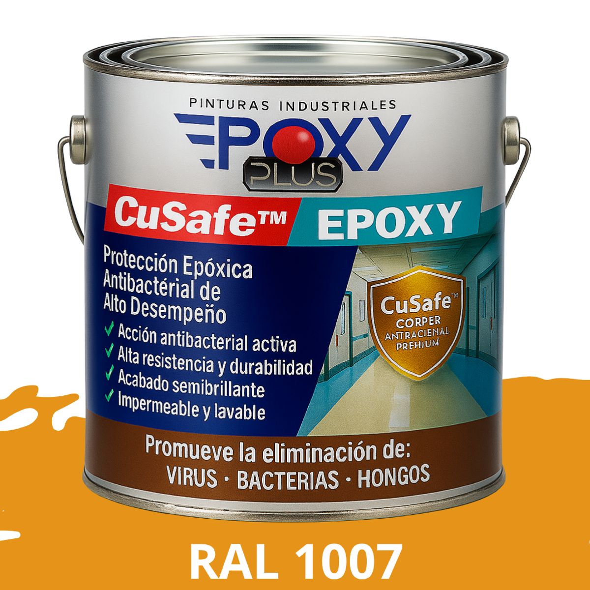 PINTURA PISOS ALTO TRÁFICO  CuSafe Pisos  Epóxica 1K Antibact 1L, marca EPOXY - Foto Principal