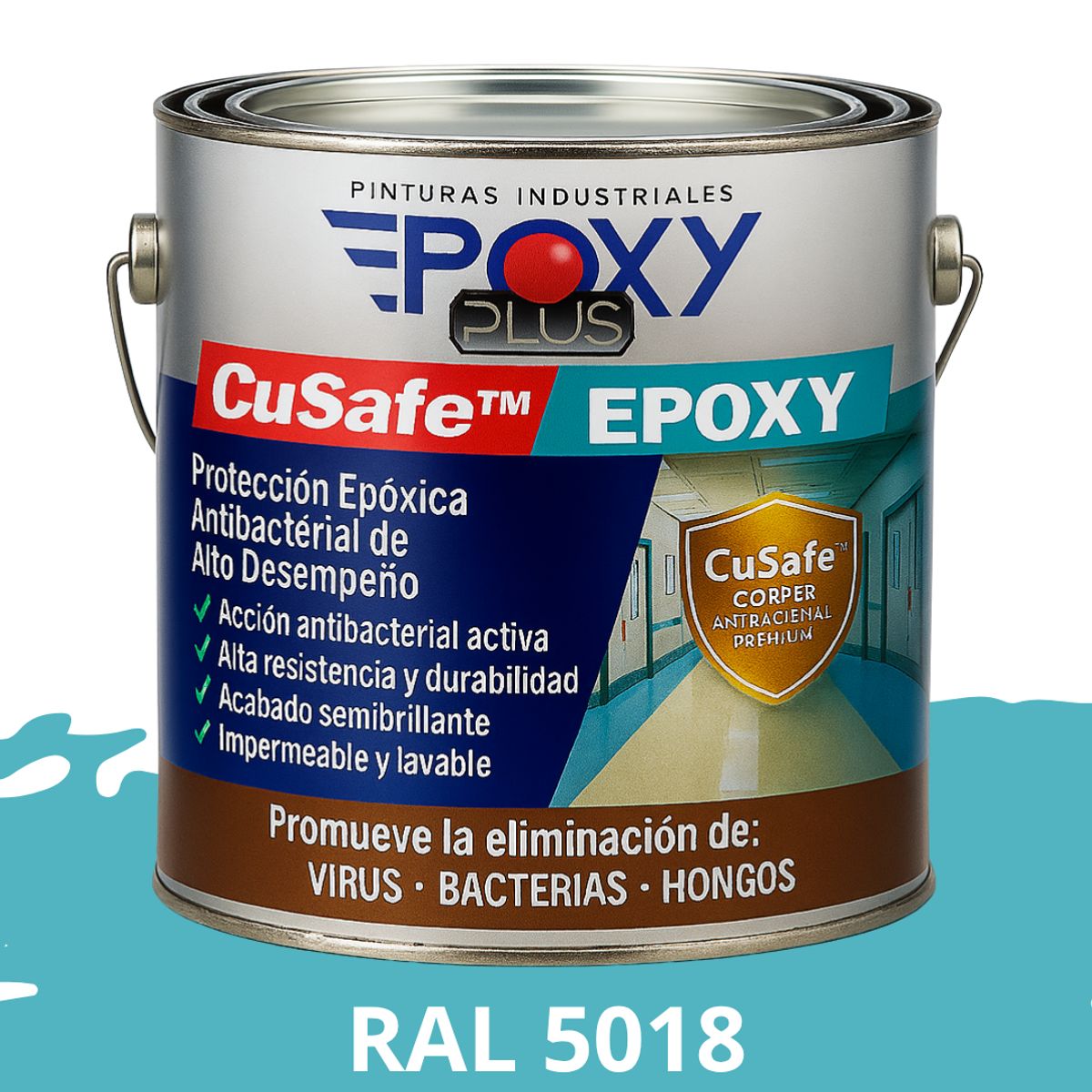 EPOXY - PINTURA PISOS ALTO TRÁFICO  CuSafe Pisos Pro  Epóxica 1K Antibact 4L