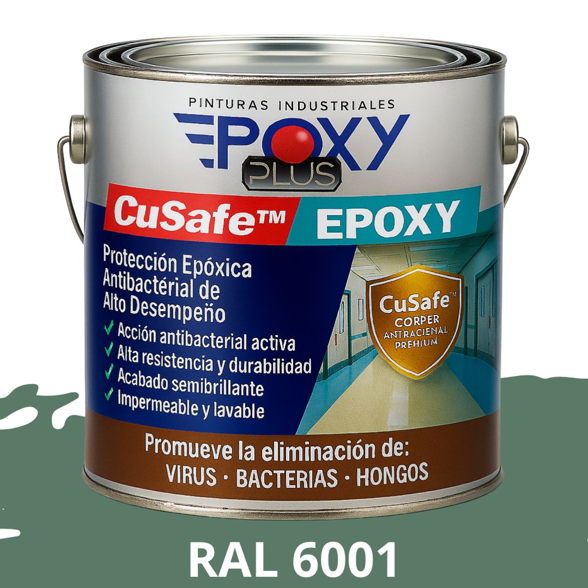 EPOXY - PINTURA PISOS ALTO TRÁFICO  CuSafe Pisos Pro  Epóxica 1K Antibact 4L
