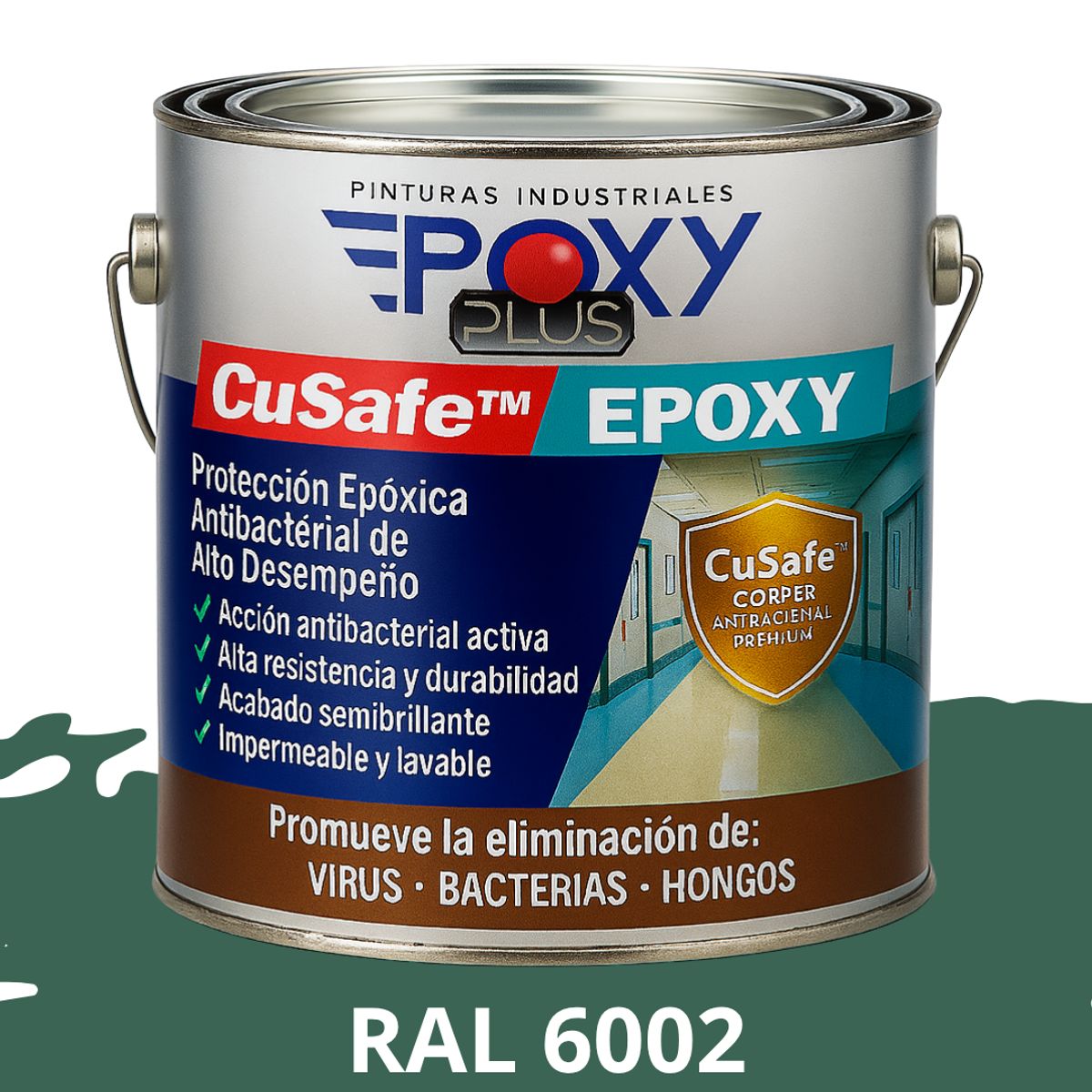 EPOXY - PINTURA PISOS ALTO TRÁFICO  CuSafe Pisos Pro  Epóxica 1K Antibact 4L