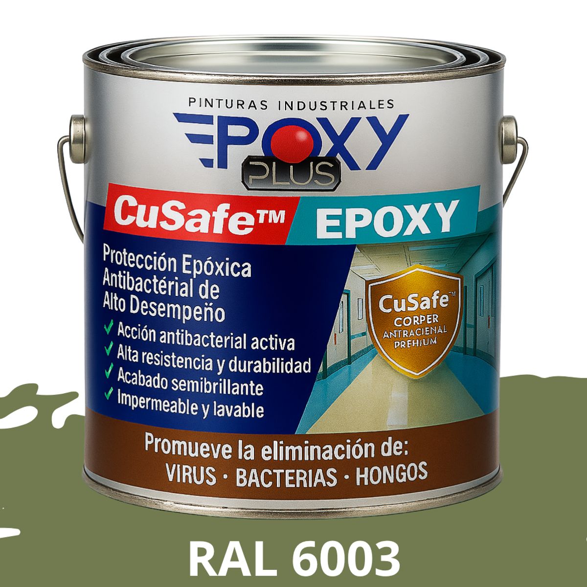 EPOXY - PINTURA PISOS ALTO TRÁFICO  CuSafe Pisos Pro  Epóxica 1K Antibact 4L