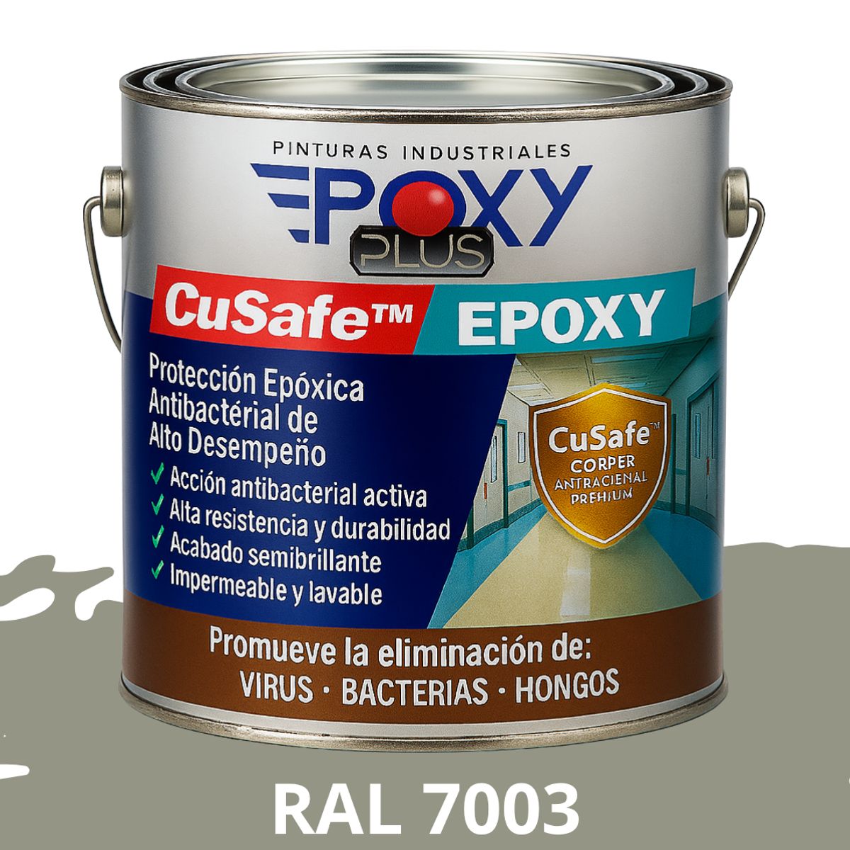EPOXY - PINTURA PISOS ALTO TRÁFICO – CuSafe Pisos Pro – Epóxica 1K Antibact. 1L